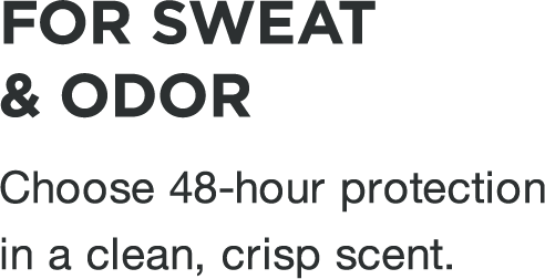 For sweat & odor | Choose 48-hour protection in a clean, crisp scent.