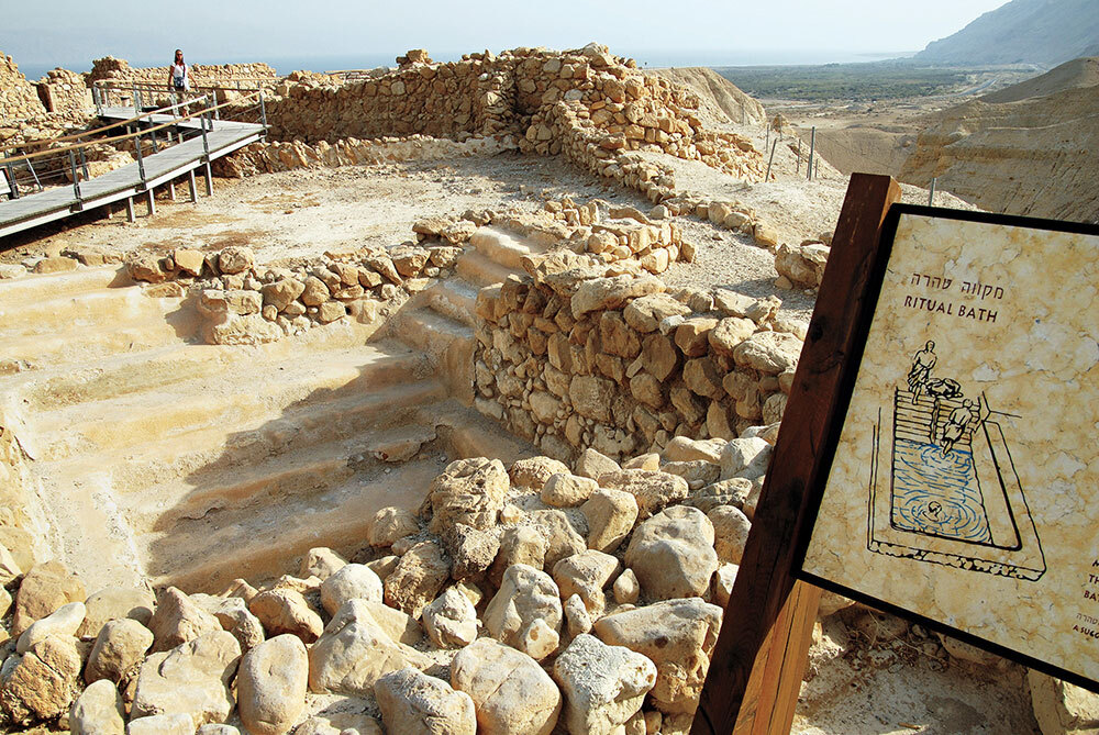 This mikveh (or ritual bathing pool), uncovered in the Qumran settlement, is believed by some to be evidence that the authors of the Dead Sea Scrolls were Essenes.