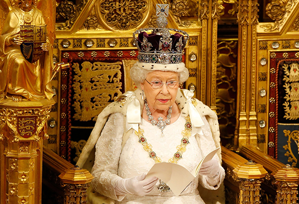 Queen Elizabeth II reads a speech in the House of Lords to formally start a parliamentary session, which usually begins in the spring and lasts a year.