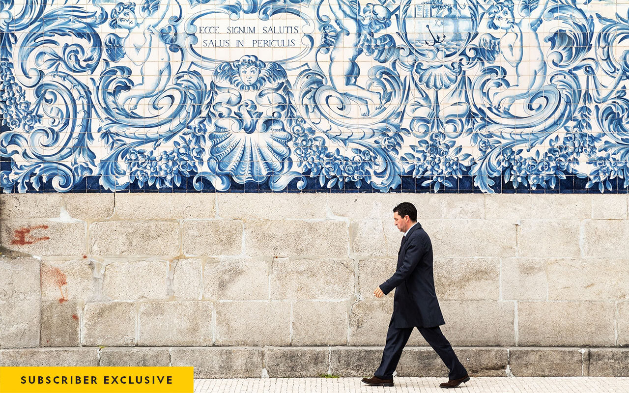 Installed in 1910, azulejos portraying the founding of the Carmelite Order decorate the 18th-century Carmo Church in Porto, Portugal.