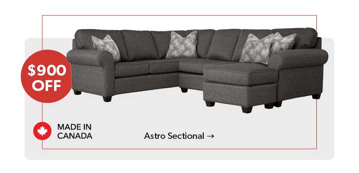900 dollars OFF. Featured Astro Sectional. Click to Shop Now.