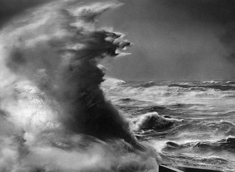 A black and white photo of a sea taken in 1936