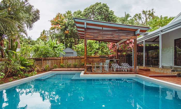 Enjoy a refreshing dip in the pool in Palm Cove, Australia.