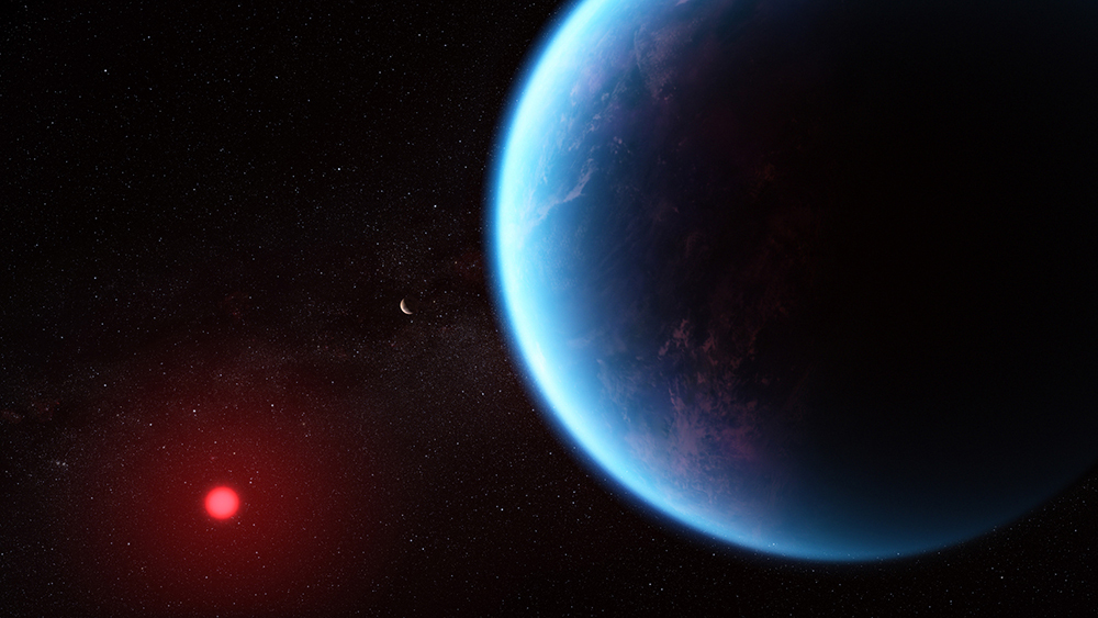 An illustration of what exoplanet K2-18 b could look like based on science data