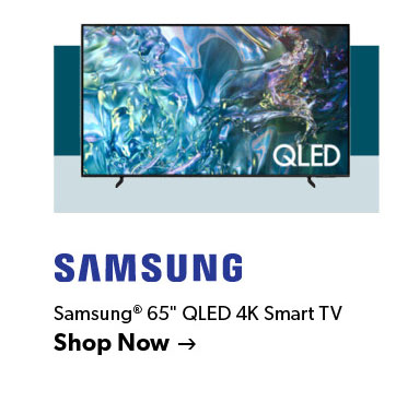 Featured Samsung 65 inch QLED 4K Smart TV. Click to shop now.