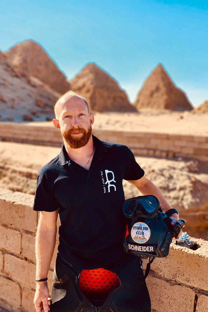 Justin Schneider, American tomb diver among the first to swim beneath a pyramid in Sudan