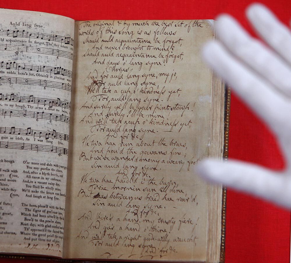 Robert Burns' original manuscript for Auld Lang Syne is seen here up for auction.