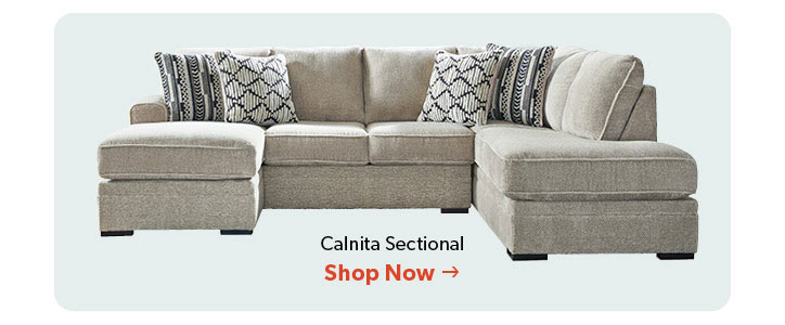 Calnita Sectional. Click to shop now.