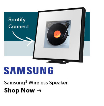 Featured Samsung Wireless Speaker. Click to shop now.