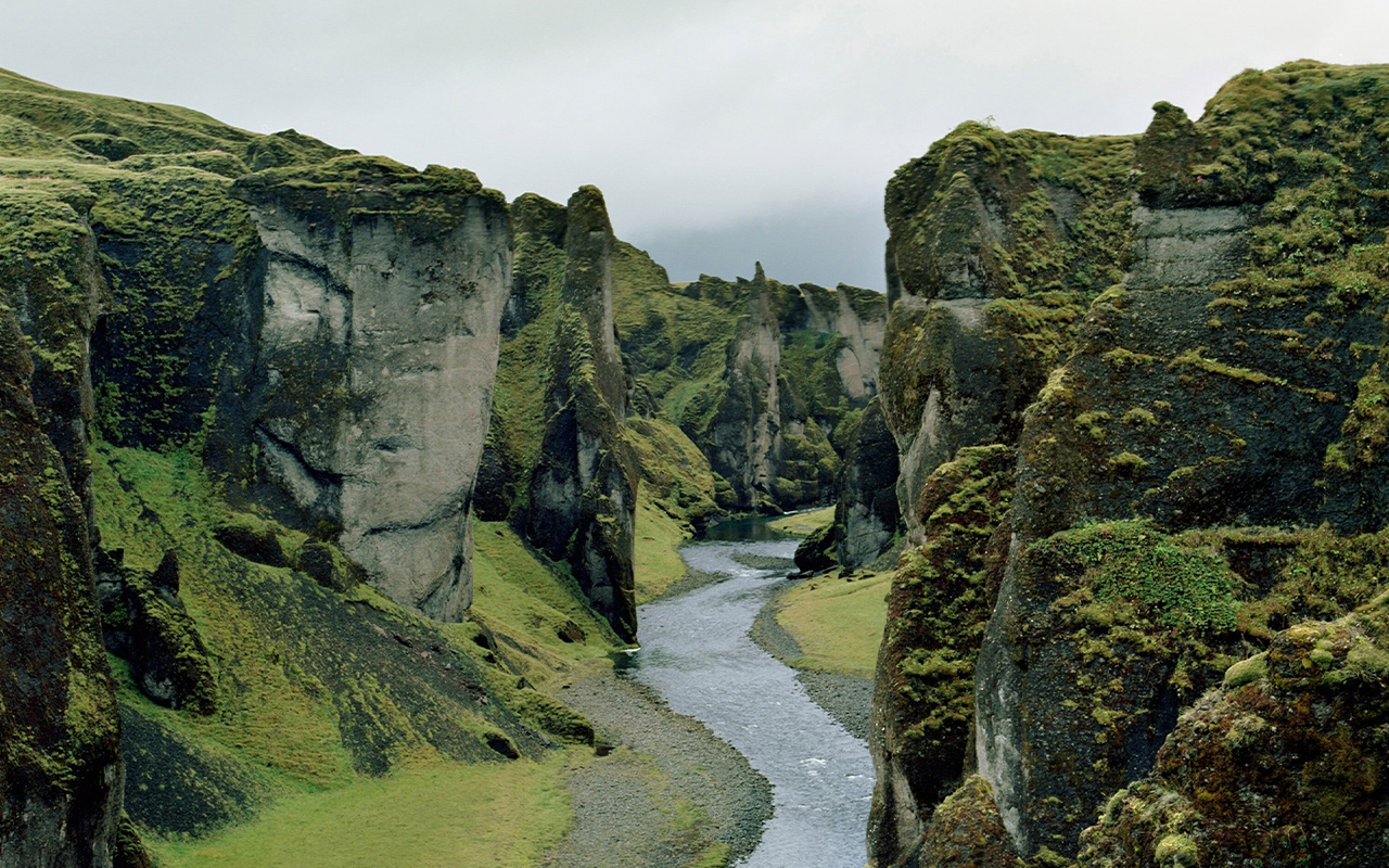 The massive, sheer walls of Fjaðrárgljúfur Canyon are believed to have formed around 10,000 years ago at the end of the last Ice Age.