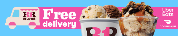 Ice cream truck "Free Delivery" with scoops of ice cream ​