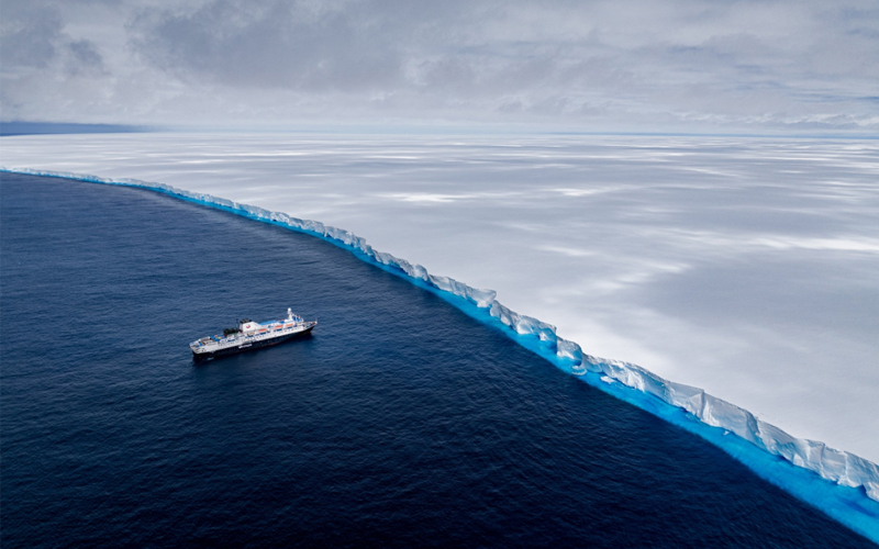 A drone image shows A23a floating in the southern ocean. The massive iceberg broke free from Antarctica in 1986, but only recently began veering toward South Georgia. 