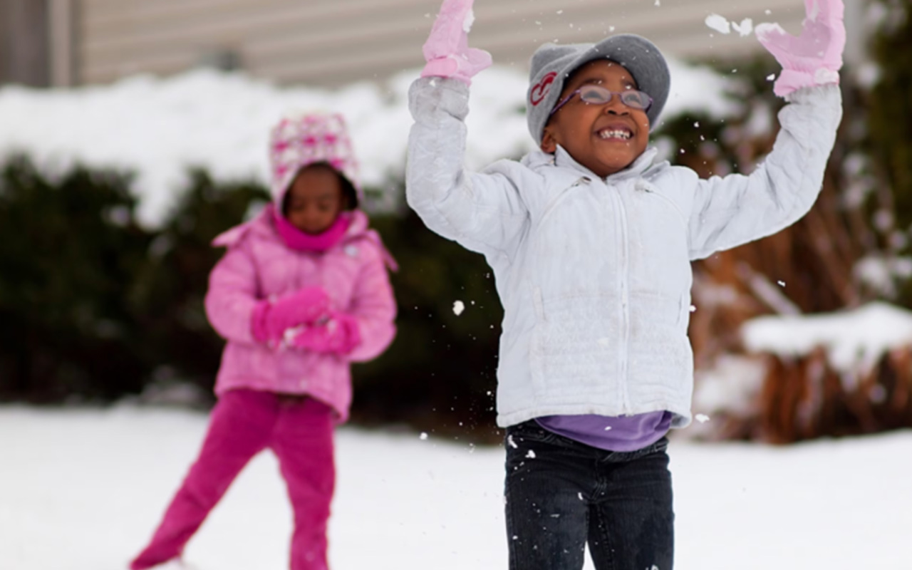 Kids playing in the snow