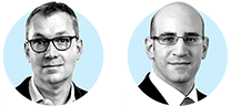 Icon headshots of Andy West and Michael Birshan