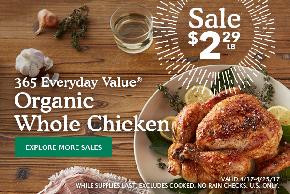 On Sale: $2.29lb Organic Whole Chicken