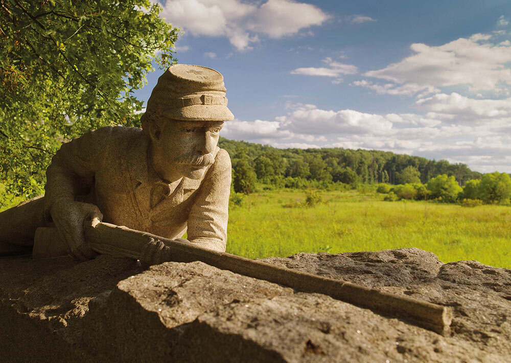 A monument to a Pennsylvania defender against the South's charge at Gettysburg star