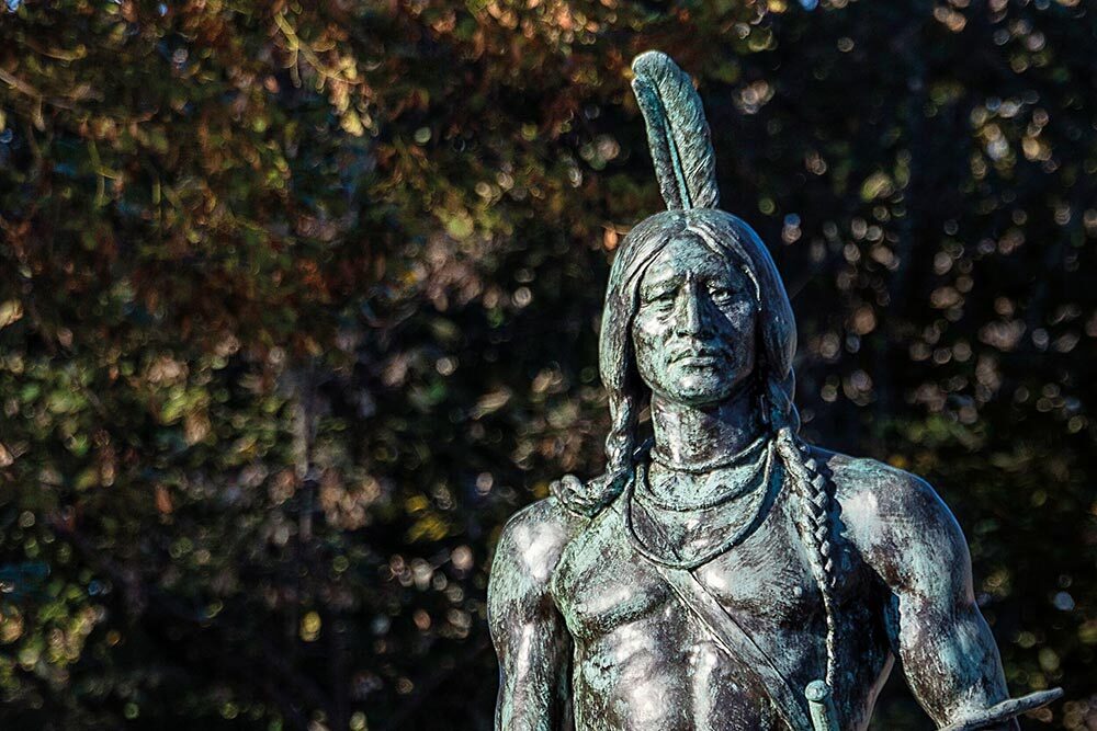 A Massasoit statue in Plymouth, Massachusetts.