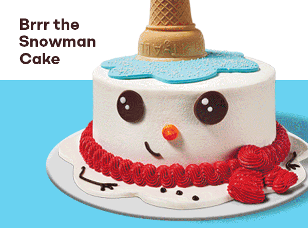 Gif cycling through holiday cakes "Reindeer Cake", "Modern Wreath Cake", "Brrr the Snowman Cake"