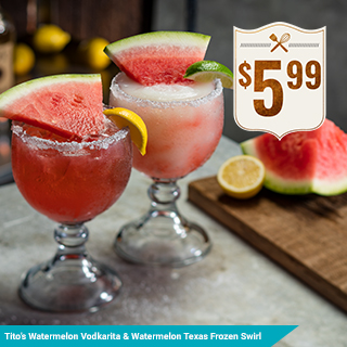 Tito's Watermelon Vodkarita & Watermelon Texas Frozen Swirl