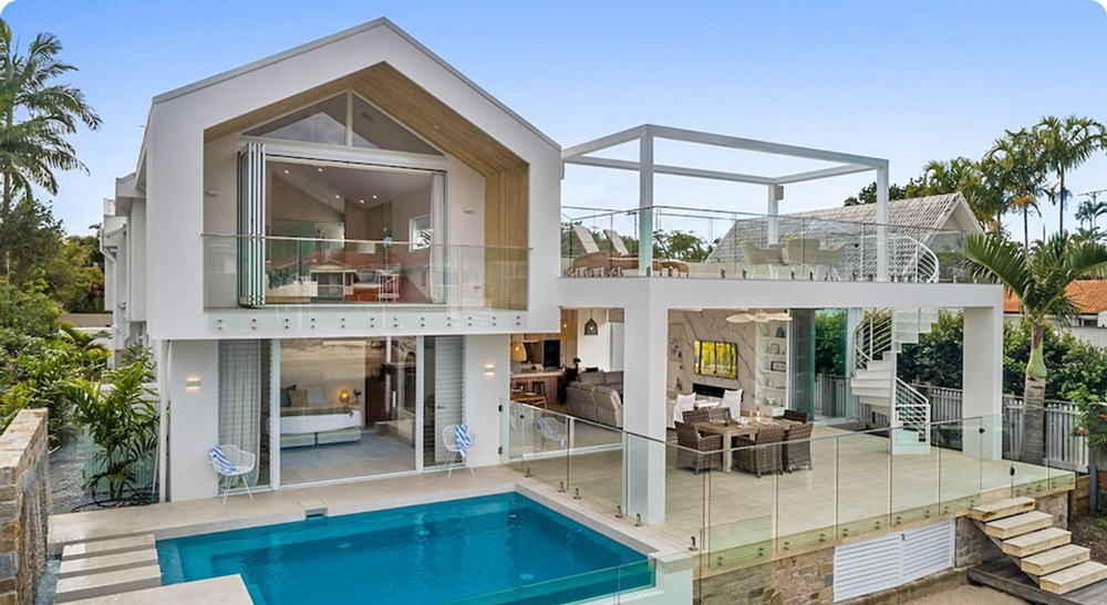 Modern architecture and a pristine pool make this home rental a true gem.
