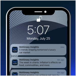 Mobile phone lock screen showing personalized notifications.