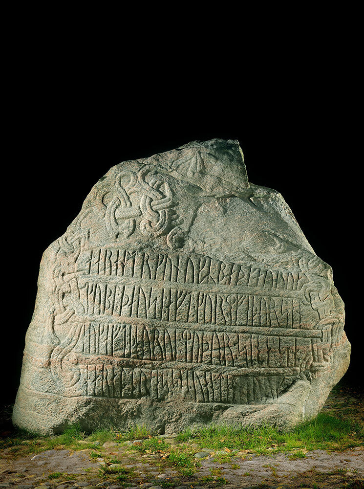 A photograph of the The Jelling Stone.