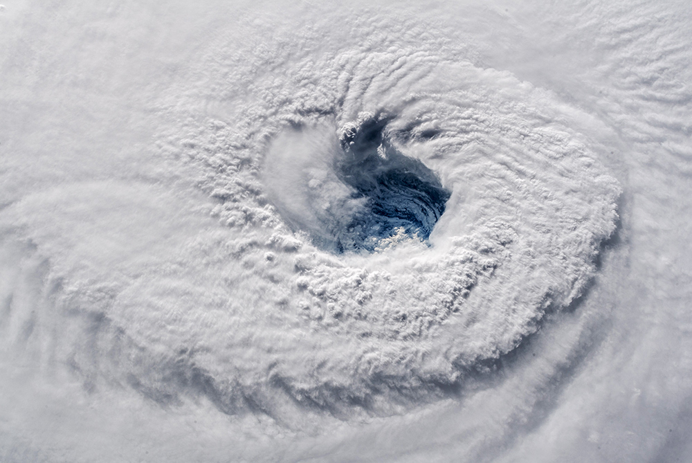 Hurricane Florence churns over the Atlantic Ocean as seen from the International Space Station