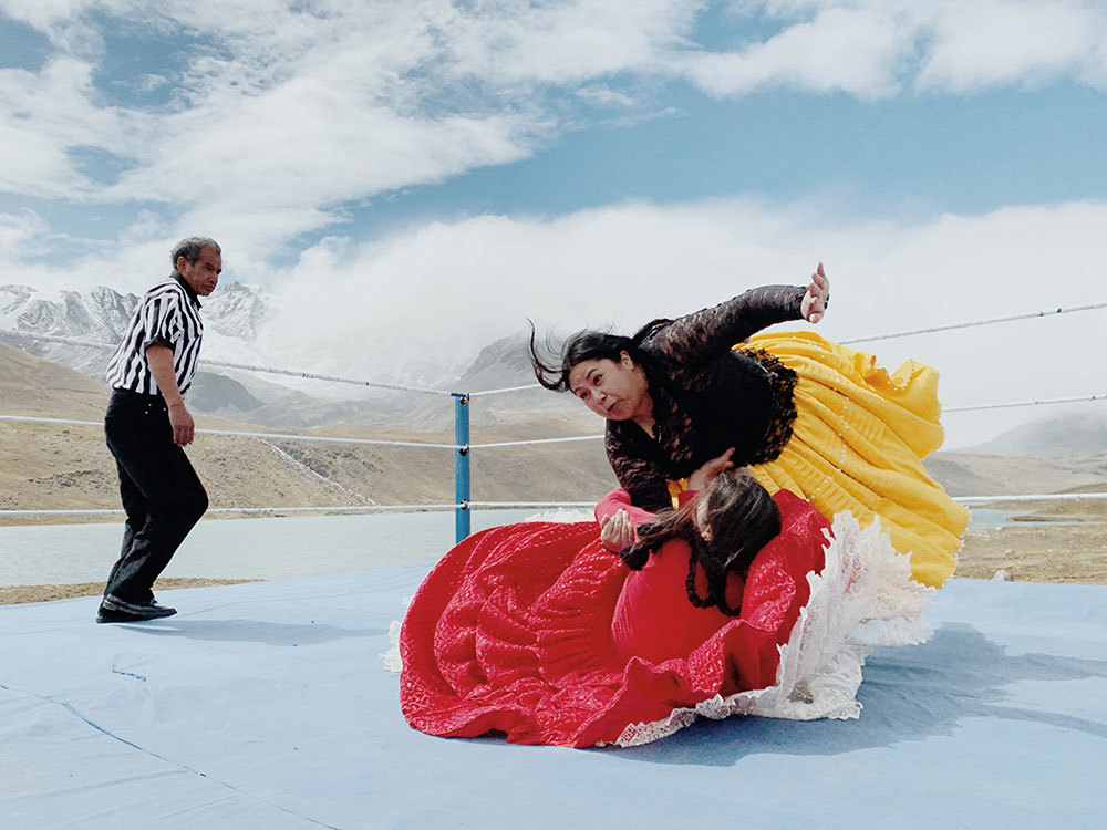 Women wrestling in Bolivia