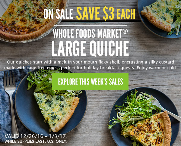 On Sale: Save $3 on WFM Large Quiche