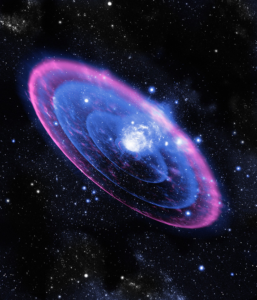 Illustration depicting a supernova formed from the explosive death of a massive star.