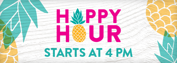 Come to Bahama Breeze for Happy Hour and enjoy half-price appetizers and drink specials, starting at 4pm!