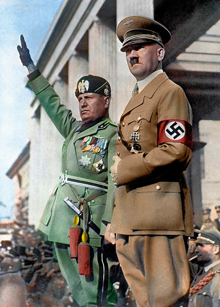 A picture of Mussolini and Hitler