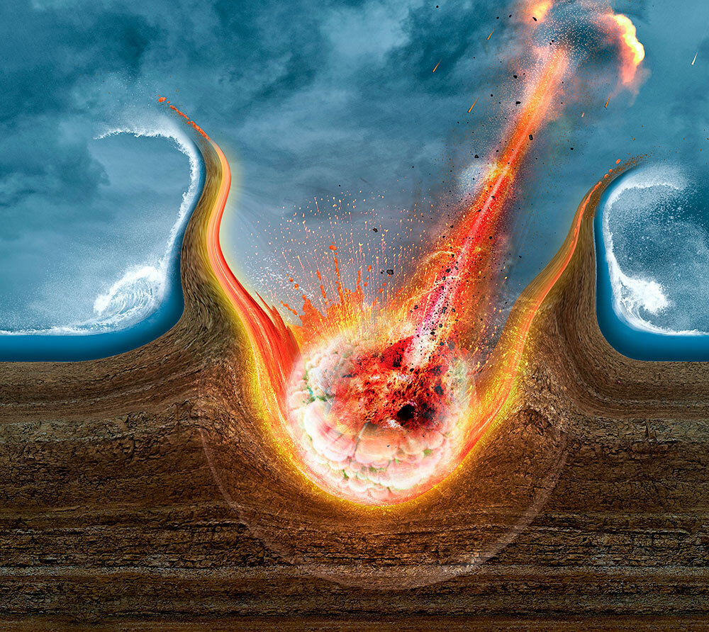 Illustration of an asteroid striking the Earth