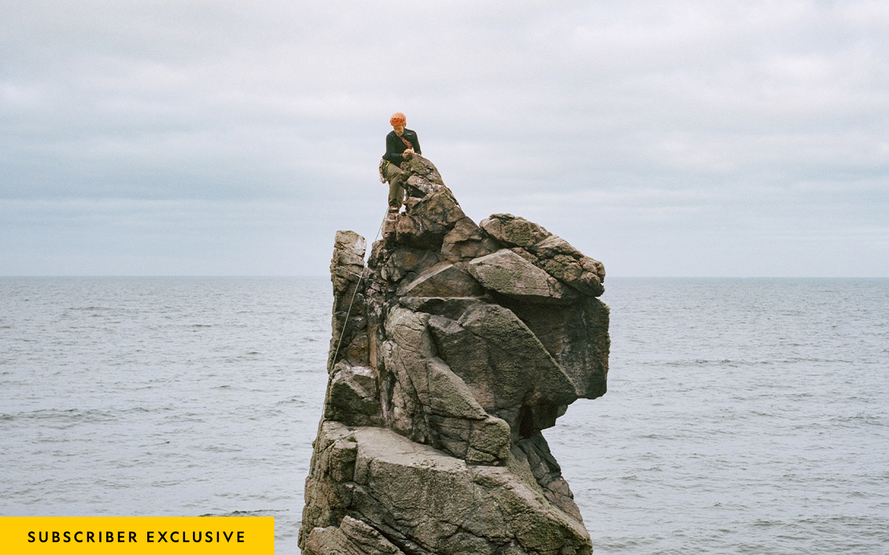 On the west coast of the Danish island Bornholm, the 49-foot-tall Krogeduren is a freestanding rock tower that attracts climbers.