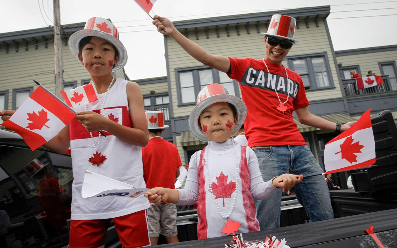 A photo people celebrating Canada Day.