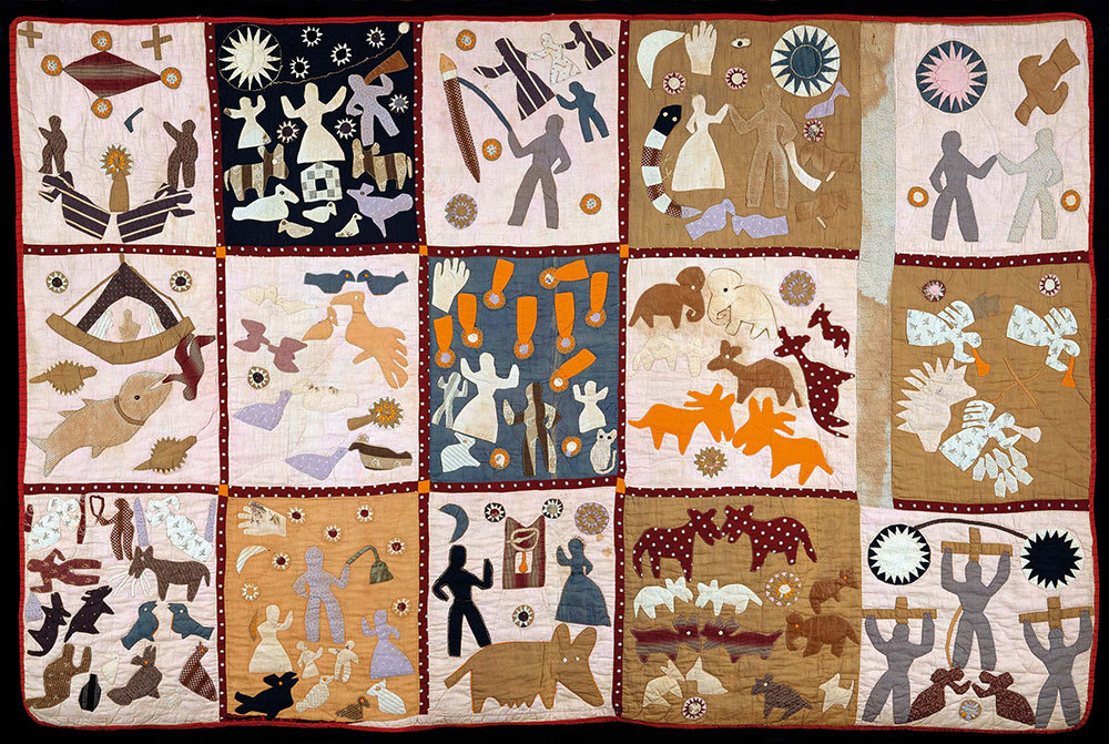 A picture of a quilt with 15 panels