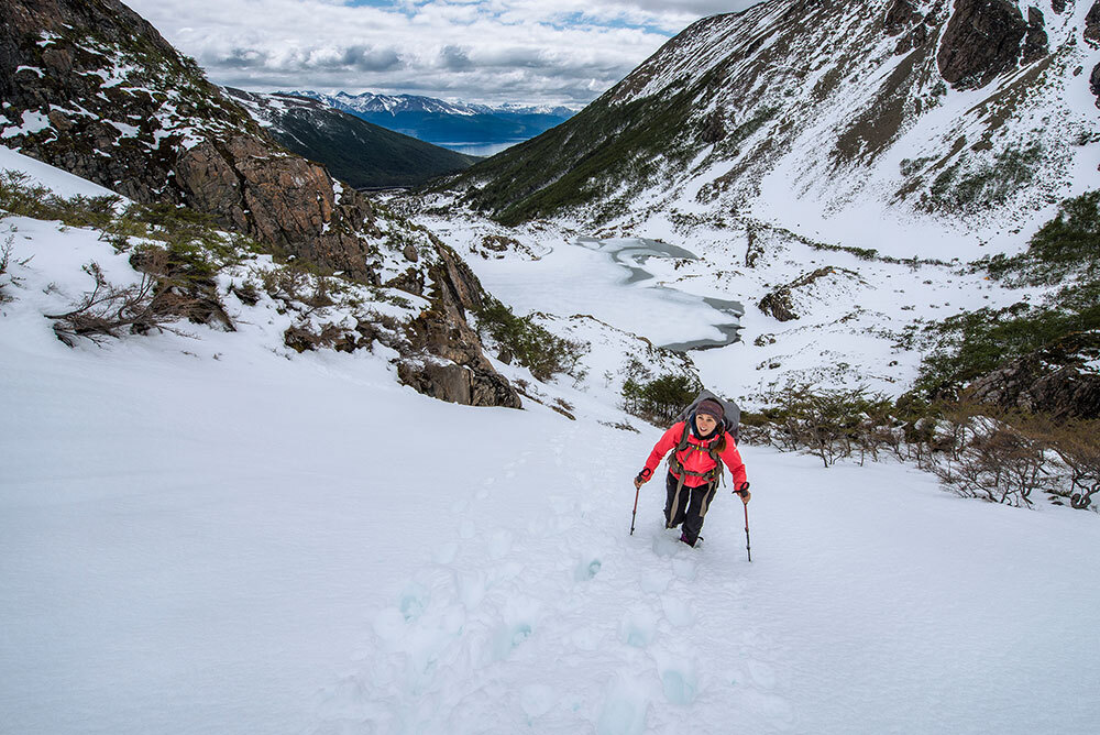 A hiker hikes