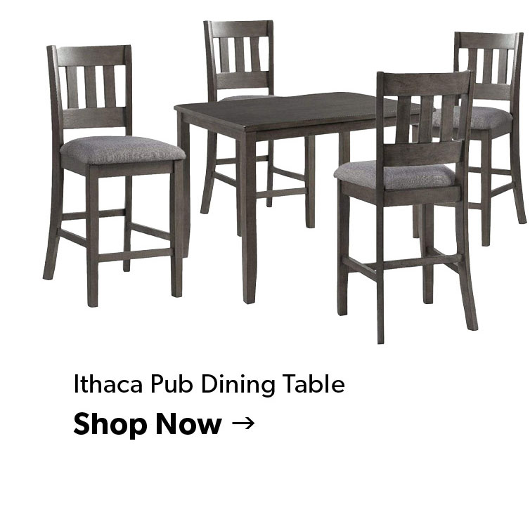 Featured Ithaca Pub Dining Table. Click to Shop.