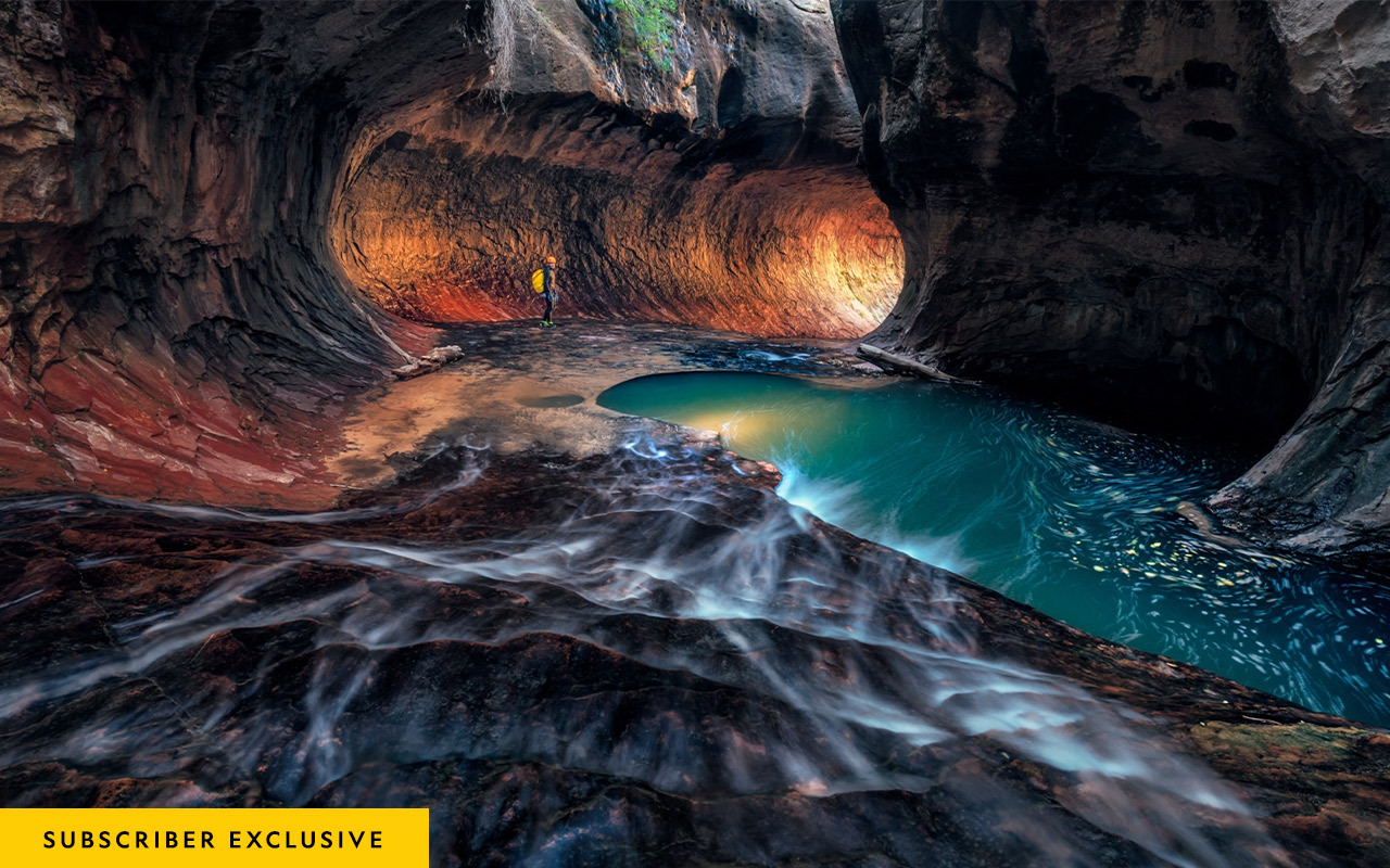 Adventurers access the Subway slot canyon in Zion National Park by hiking or canyoneering.