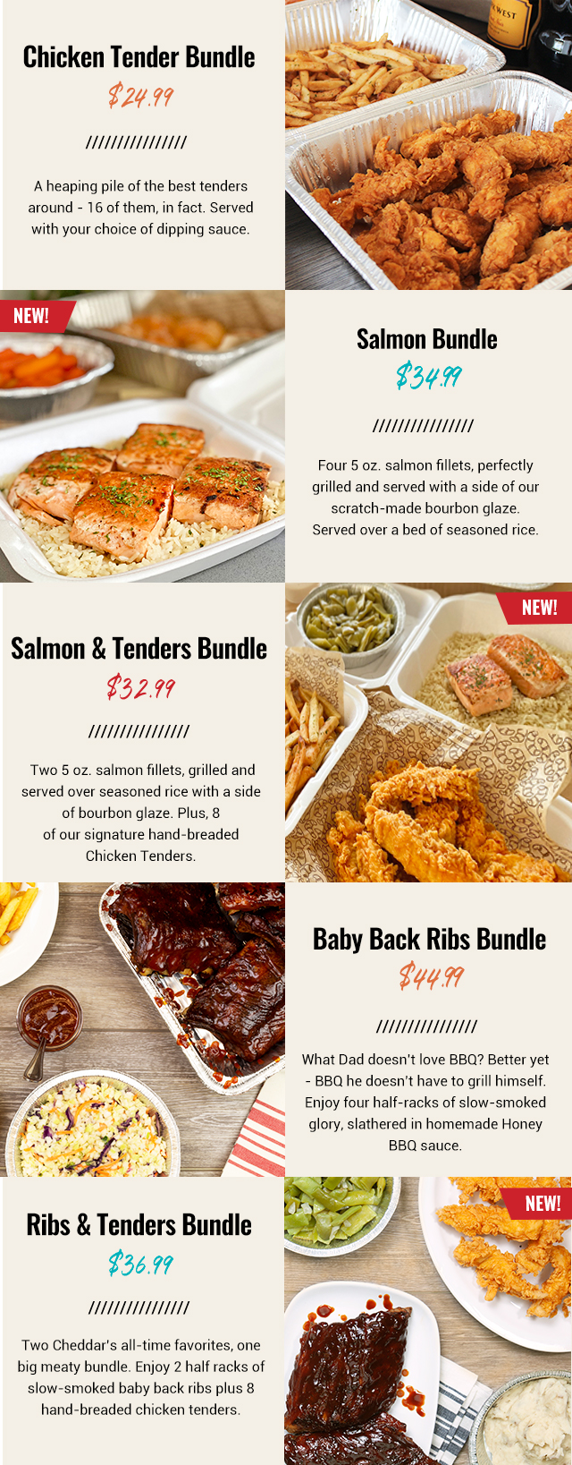 Chicken Tender Bundle | Salmon Bundle | Salmon & Tenders Bundle | Baby Back Ribs Bundle | Ribs & Tenders Bundle
