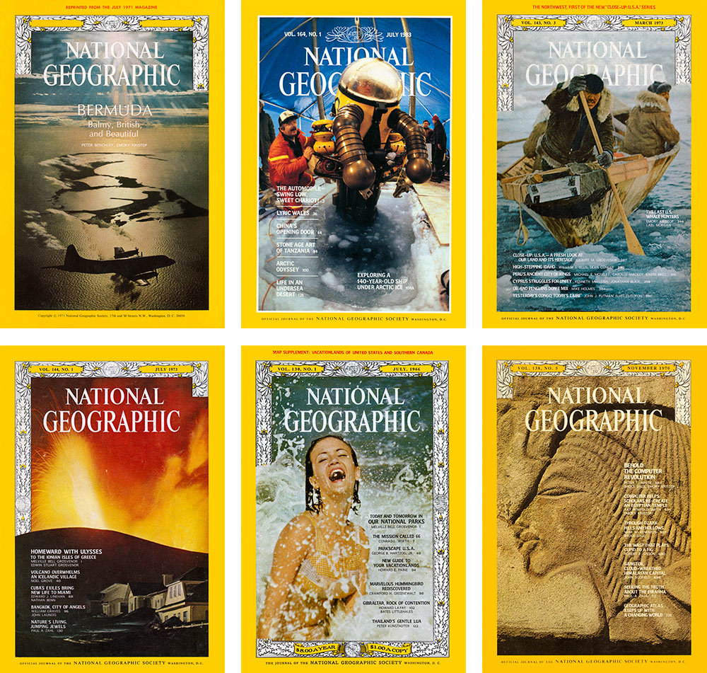 Six covers of Nat Geo Magazine