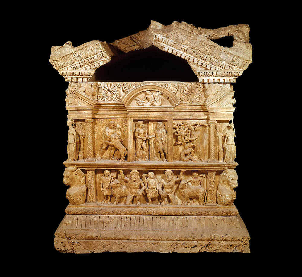 the gable end of the Velletri sarcophagus