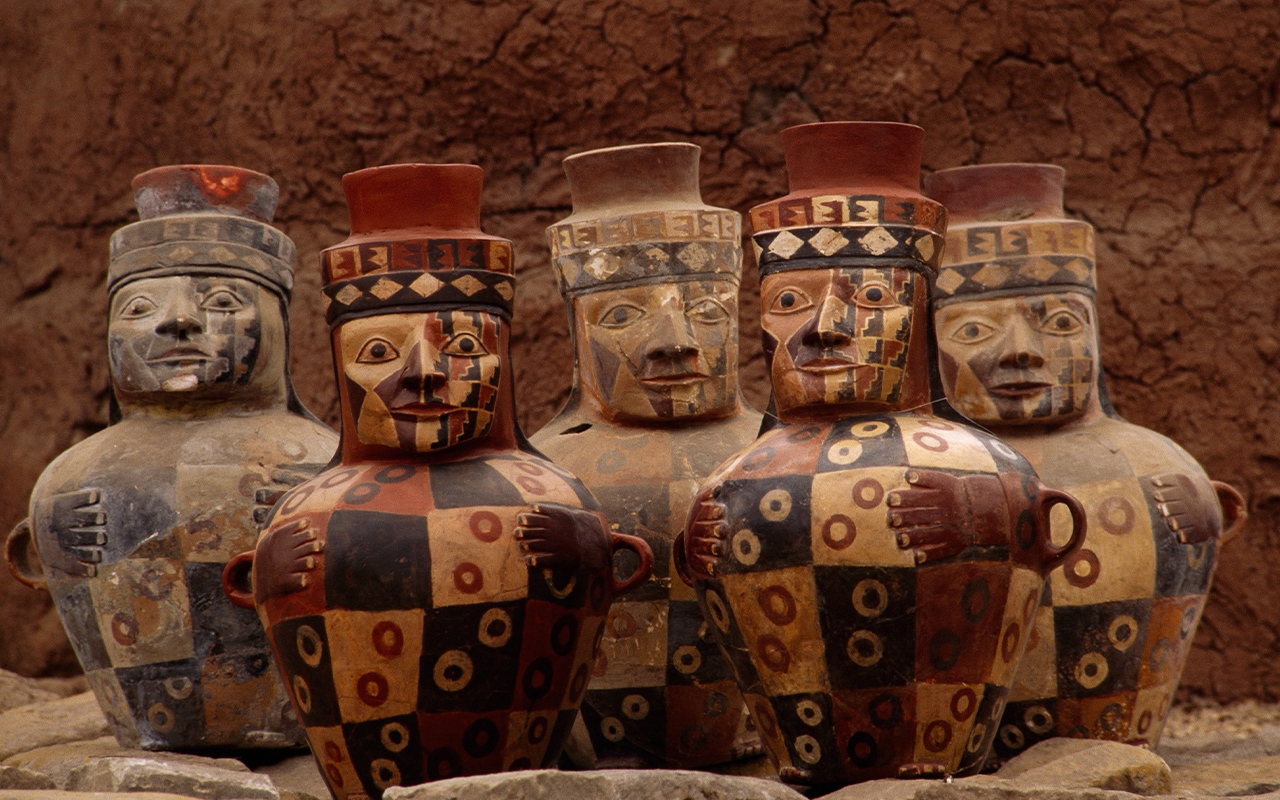 The Wari, who ruled much of coastal Peru between A.D 600-1000, drank a beer-like beverage known as chicha from these colorful vessels.