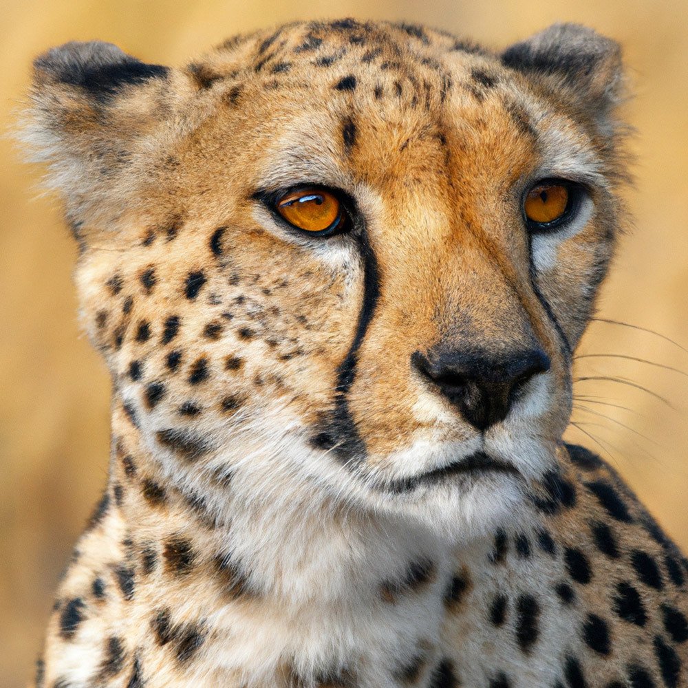 An AI-generated, photo-realistic headshot of a cheetah