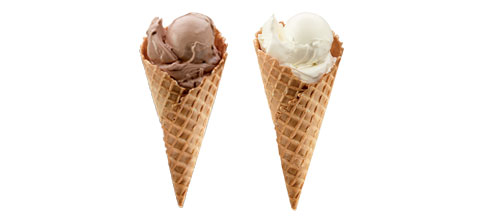 Fresh Frozen Custard - Vanilla and Chocolate Waffle Cones