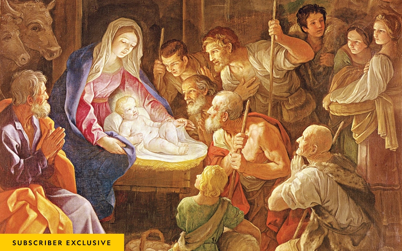 An illustration depicting the birth of Jesus Christ