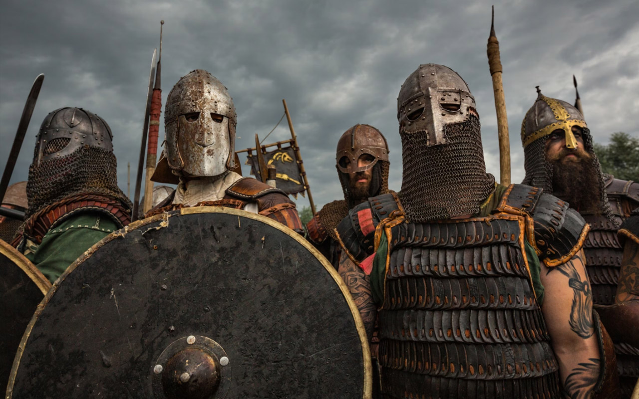 Reenactors dress up for the Festival of Slavs and Vikings in Wolin, Poland.