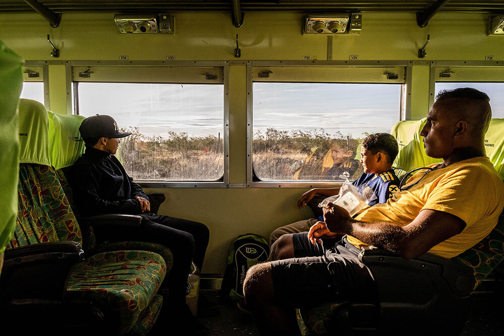 A family on a train