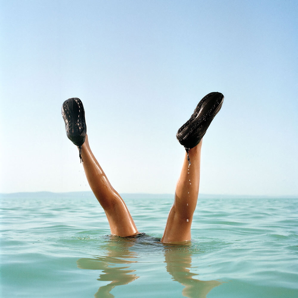 A boy dives into Hungary's Lake Balaton