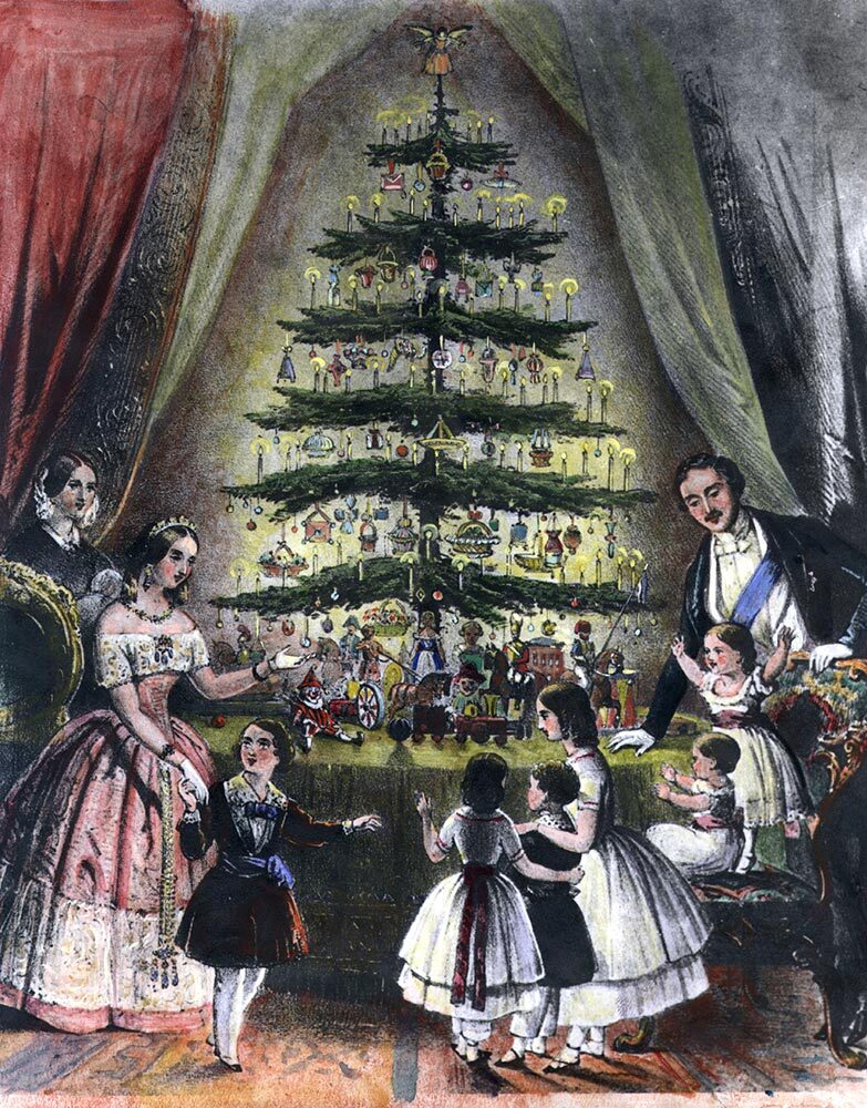 In December 1848, an illustration showed Queen Victoria, Prince Albert, and their children admiring a Christmas tree. Many variations of the image began to circulate, popularizing the festive trend.